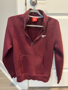 Arsenal Men's Zip-Neck Pullover Sweater in Burgundy